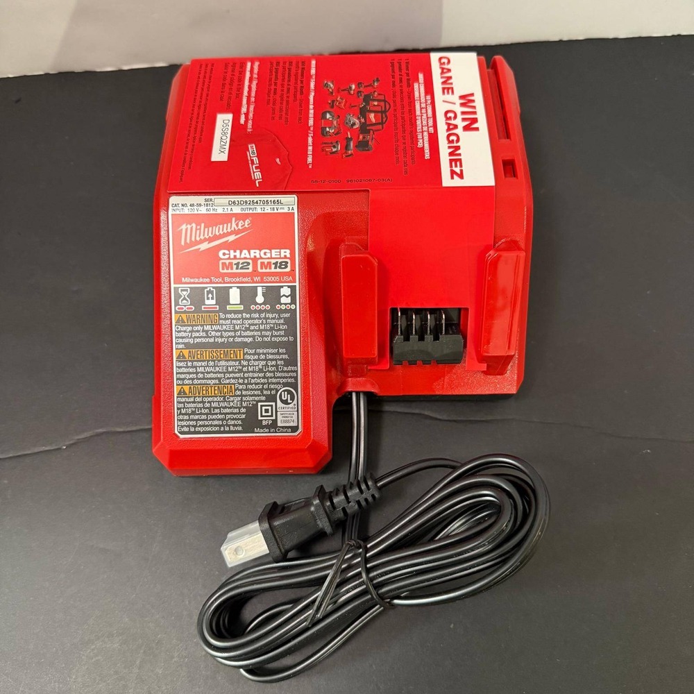 Milwaukee M12 M18 Battery Charger Dual Voltage Lithium-Ion Red